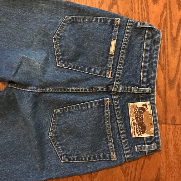 Dark blue acid wash high waist straight leg jeans - Picture 3 of 3